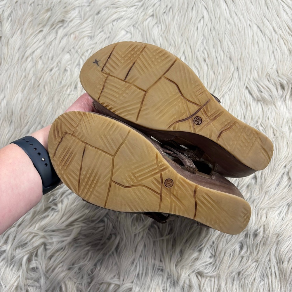 Miz Mooz Women's 39 8.5 9 Brown Leather Maya Wedge Gladiator Sandals Boho - Picture 7 of 9
